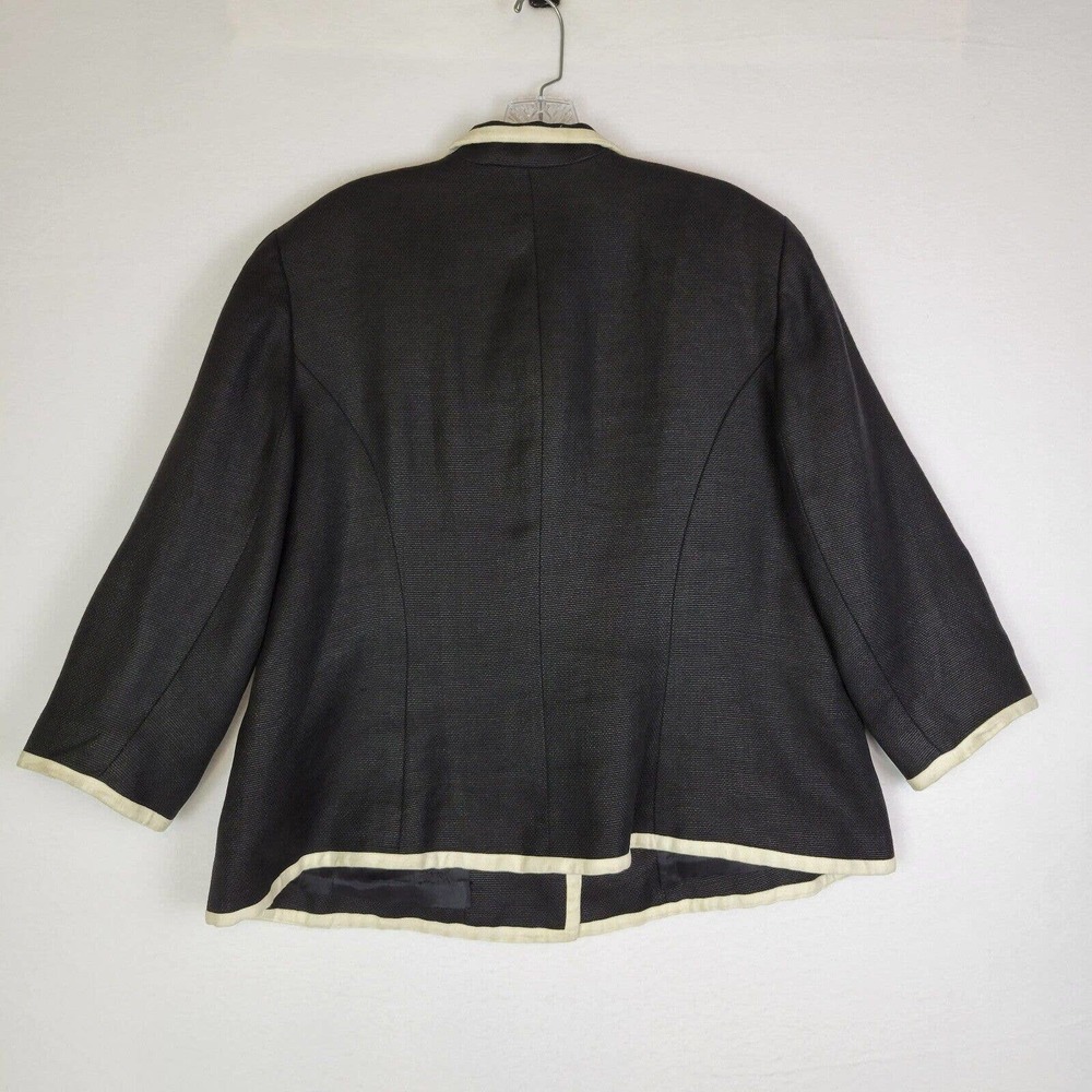 Lauren Ralph Lauren Womens Linen Pockets Blazer Size 14W Black Business Workwear - Picture 8 of 8